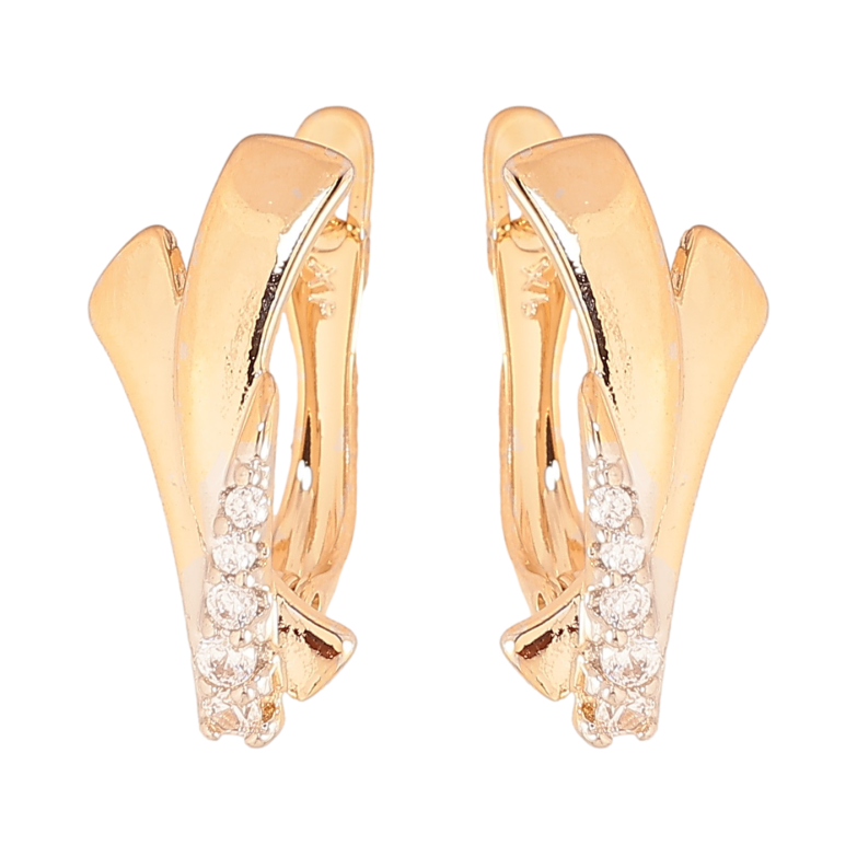 Сережки Xuping колір позолота 18K + родій англійський замок візерунок з кристалами фото №1