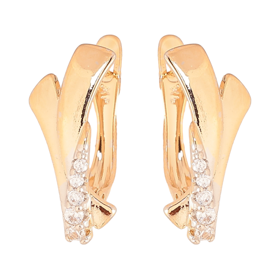 Сережки Xuping колір позолота 18K + родій англійський замок візерунок з кристалами фото №1