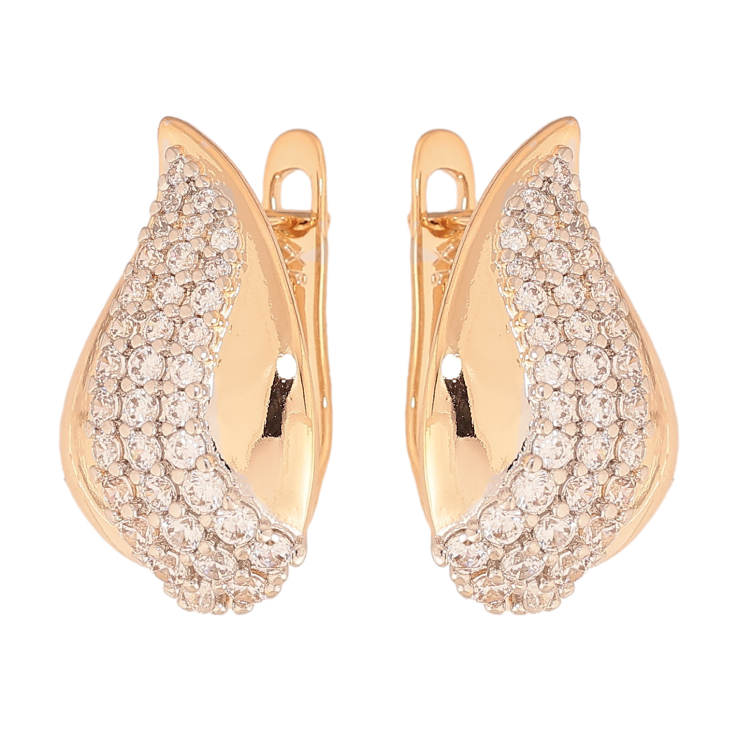 Сережки Xuping колір позолота 18K + родій англійський замок візерунок з інкрустацією кристалами фото №20 Сережки Xuping колір позолота 18K + родій англійський замок візерунок з інкрустацією кристалами фото №20