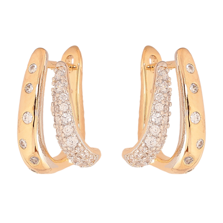 Сережки Xuping колір позолота 18K + родій англійський замок візерунок з кристалами фото №1