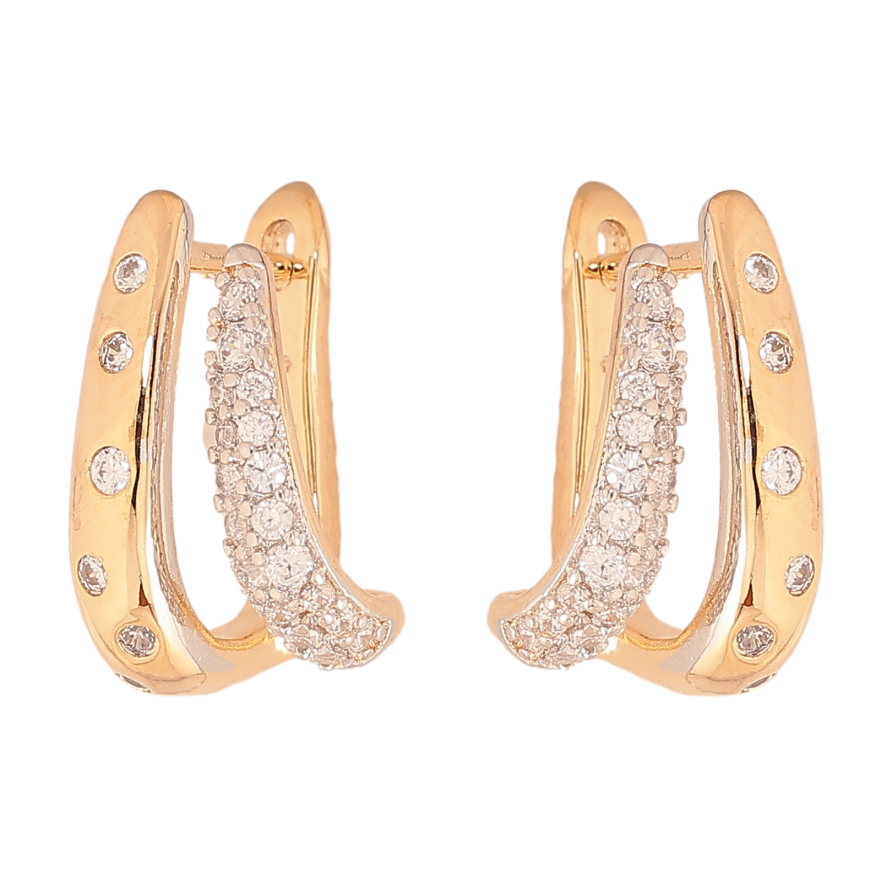 Сережки Xuping колір позолота 18K + родій англійський замок візерунок з кристалами фото №1