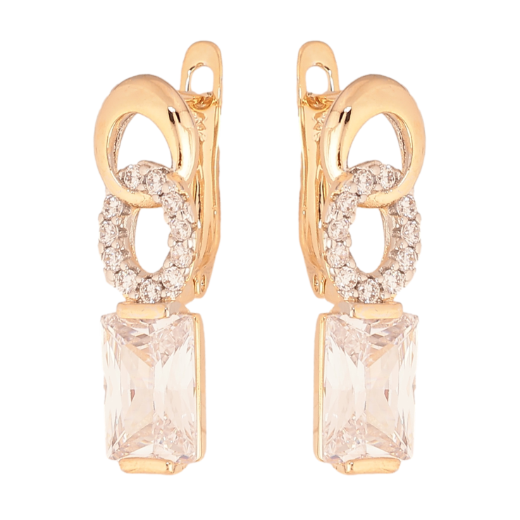 Сережки Xuping колір позолота 18K + родій англійський замок візерунок з кристалами фото №17 Сережки Xuping колір позолота 18K + родій англійський замок візерунок з кристалами фото №17