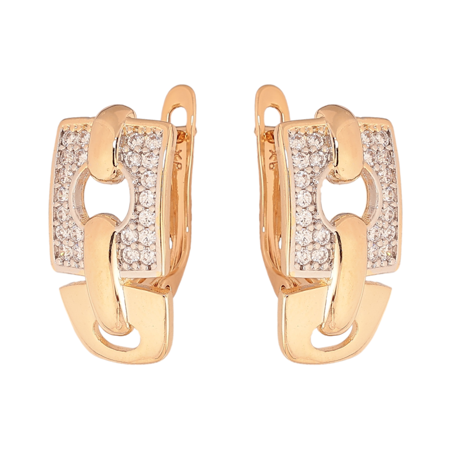 Сережки Xuping колір позолота 18K + родій англійський замок візерунок з кристалами фото №1