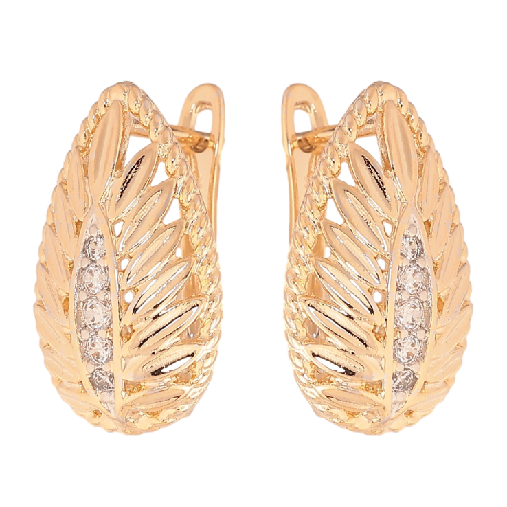 Сережки Xuping колір позолота 18K + родій англійський замок візерунок з кристалами фото №14 Сережки Xuping колір позолота 18K + родій англійський замок візерунок з кристалами фото №14