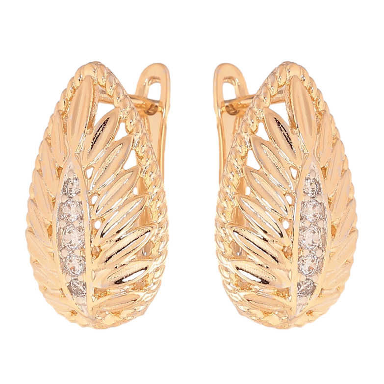 Сережки Xuping колір позолота 18K + родій англійський замок візерунок з кристалами фото №2