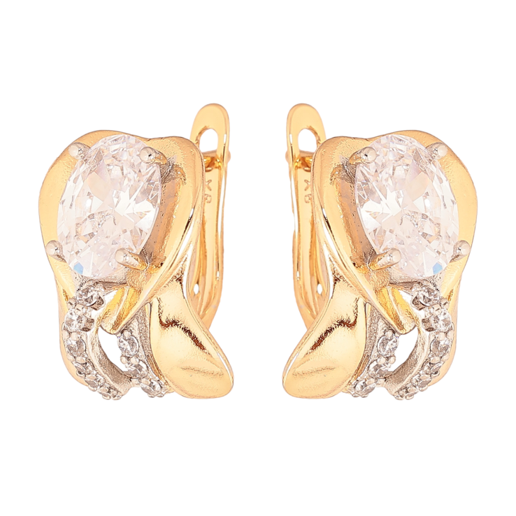 Сережки Xuping колір позолота 18K + родій англійський замок візерунок з кристалами фото №13 Сережки Xuping колір позолота 18K + родій англійський замок візерунок з кристалами фото №13