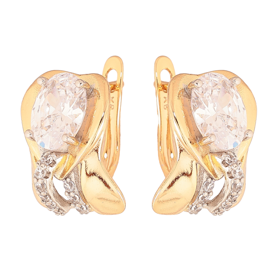 Сережки Xuping колір позолота 18K + родій англійський замок візерунок з кристалами фото №1