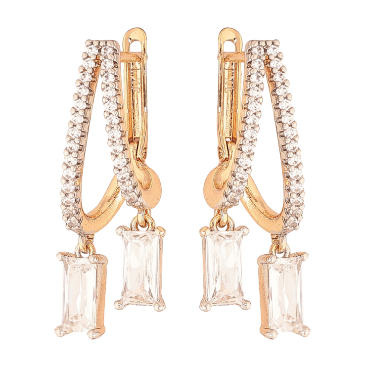 Сережки Xuping колір позолота 18K + родій англійський замок підвіски з кристалами фото №12 Сережки Xuping колір позолота 18K + родій англійський замок підвіски з кристалами фото №12