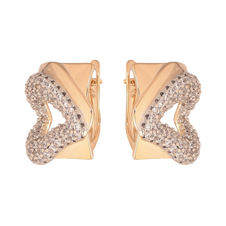 Сережки Xuping колір позолота 18K + родій англійський замок серця з інкрустацією кристалами фото №10 Сережки Xuping колір позолота 18K + родій англійський замок серця з інкрустацією кристалами фото №10