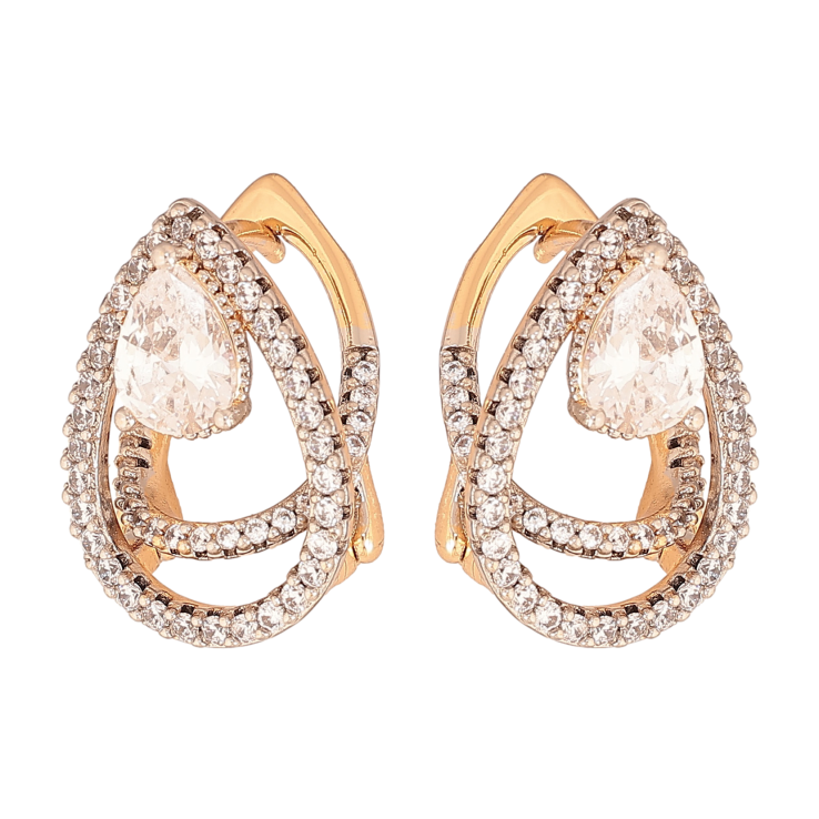 Сережки Xuping колір позолота 18K + родій англійський замок візерунок з кристалами фото №8 Сережки Xuping колір позолота 18K + родій англійський замок візерунок з кристалами фото №8