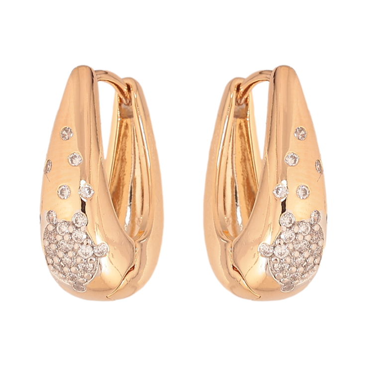 Сережки Xuping колір позолота 18K + родій колечка візерунок з кристалами фото №7 Сережки Xuping колір позолота 18K + родій колечка візерунок з кристалами фото №7