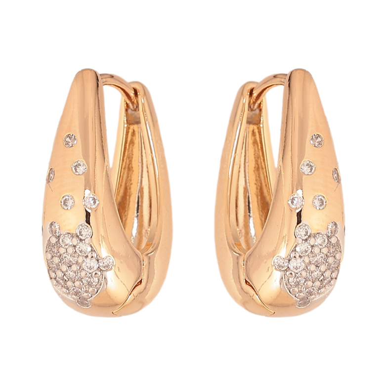 Сережки Xuping колір позолота 18K + родій колечка візерунок з кристалами фото №1