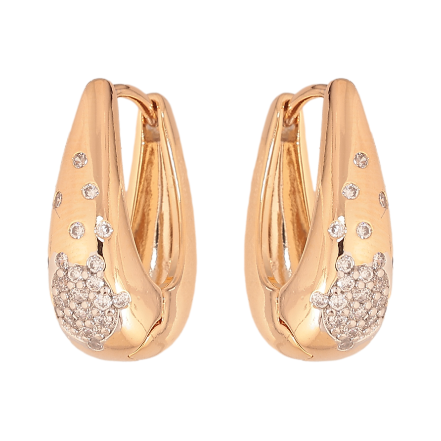 Сережки Xuping колір позолота 18K + родій колечка візерунок з кристалами фото №1