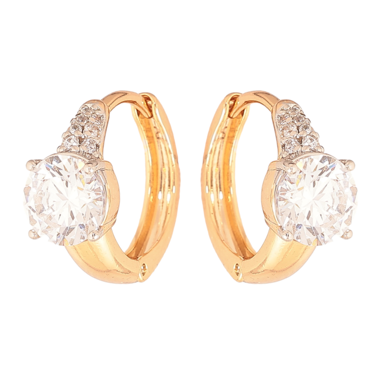 Сережки Xuping колір позолота 18K + родій колечка візерунок з кристалами фото №1