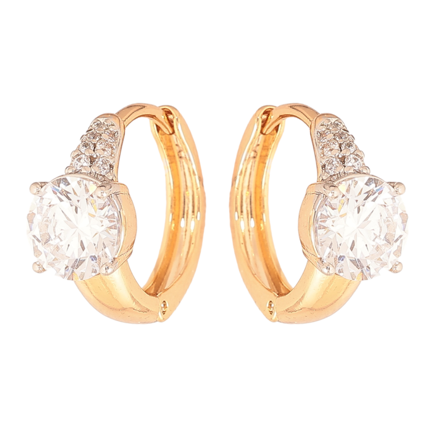 Сережки Xuping колір позолота 18K + родій колечка візерунок з кристалами фото №1