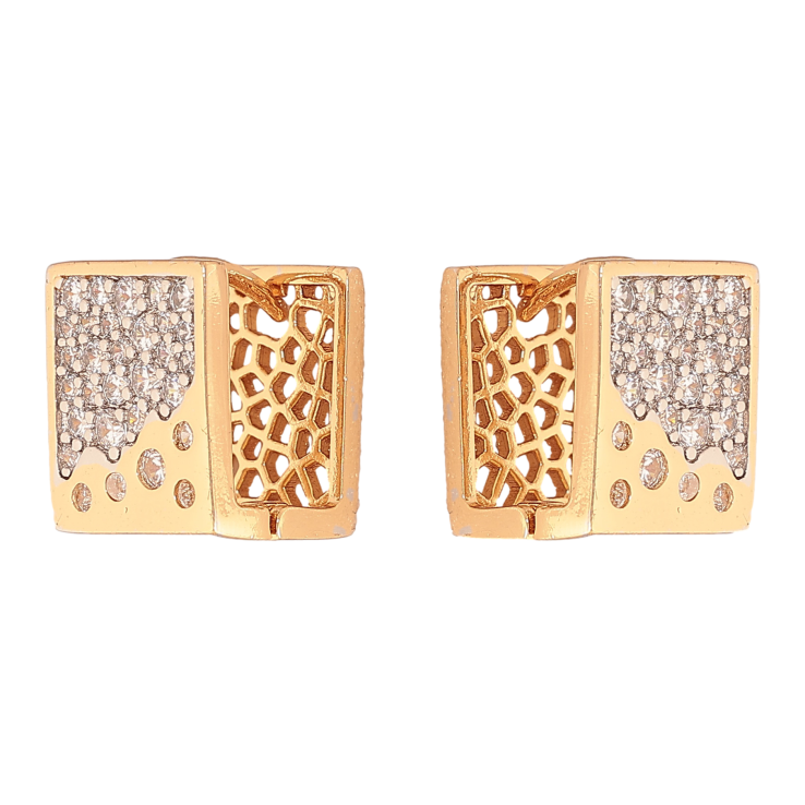 Сережки Xuping колір позолота 18K + родій колечка візерунок з інкрустацією кристалами фото №10 Сережки Xuping колір позолота 18K + родій колечка візерунок з інкрустацією кристалами фото №10