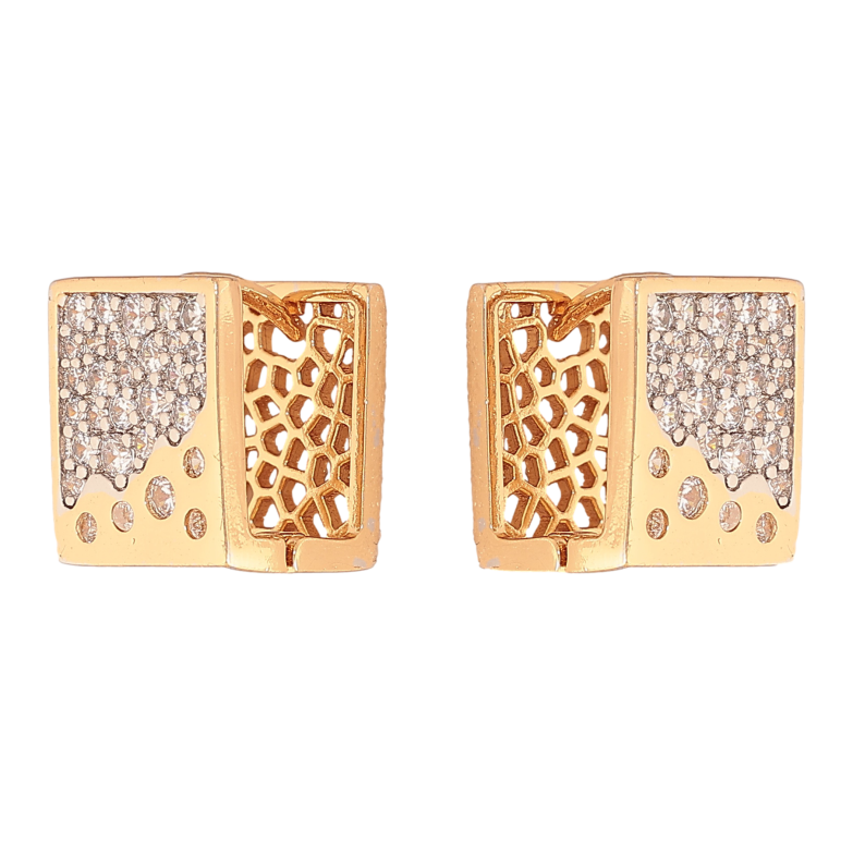 Серьги Xuping цвет позолота 18K + родий колечки узор с инкрустацией кристаллами фото №1