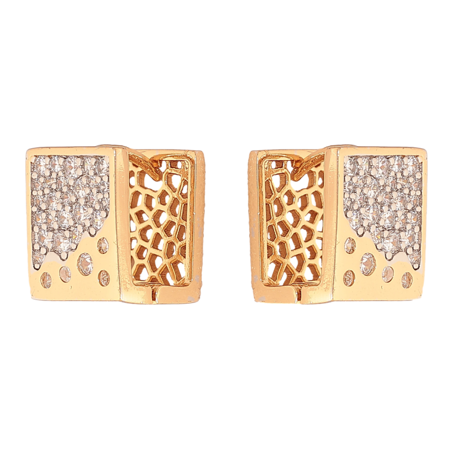 Серьги Xuping цвет позолота 18K + родий колечки узор с инкрустацией кристаллами фото №1