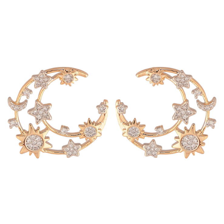 Сережки Xuping колір позолота 18K + родій пусети візерунок з інкрустацією кристалами фото №9 Сережки Xuping колір позолота 18K + родій пусети візерунок з інкрустацією кристалами фото №9