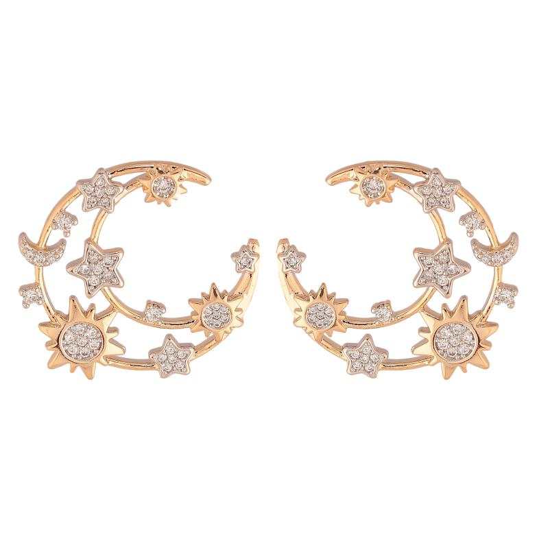 Серьги Xuping цвет позолота 18K + родий пусеты узор с инкрустацией кристаллами фото №1 Серьги Xuping цвет позолота 18K + родий пусеты узор с инкрустацией кристаллами фото №1