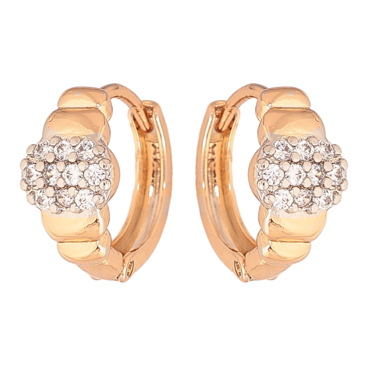 Сережки Xuping колір позолота 18K + родій колечка візерунок з інкрустацією кристалами фото №14 Сережки Xuping колір позолота 18K + родій колечка візерунок з інкрустацією кристалами фото №14