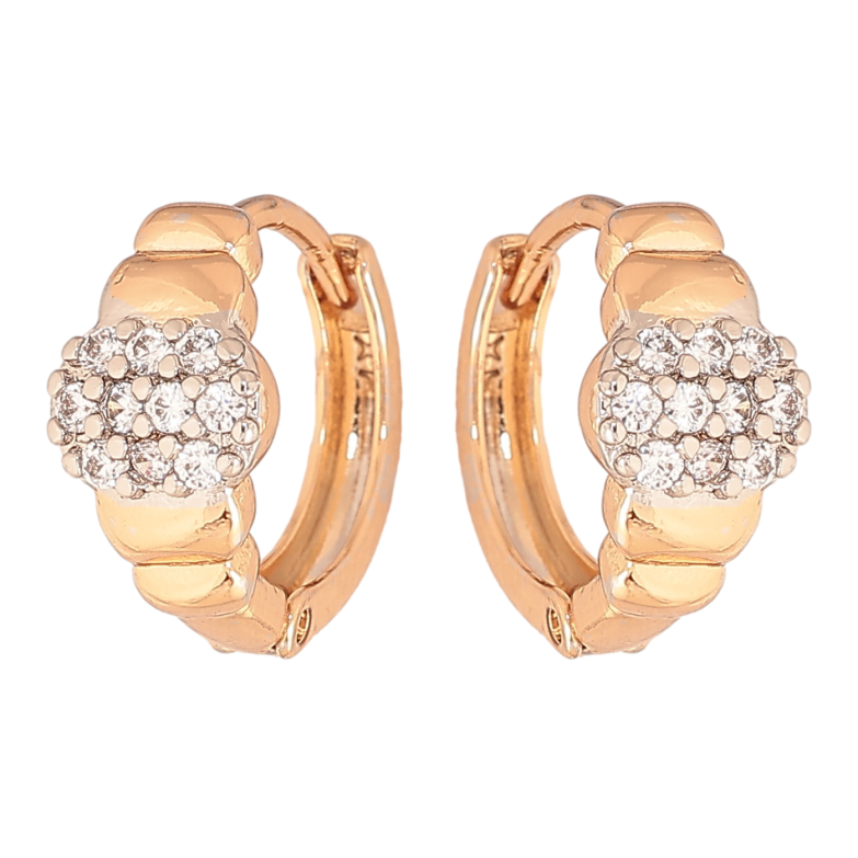 Серьги Xuping цвет позолота 18K + родий колечки узор с инкрустацией кристаллами фото №1