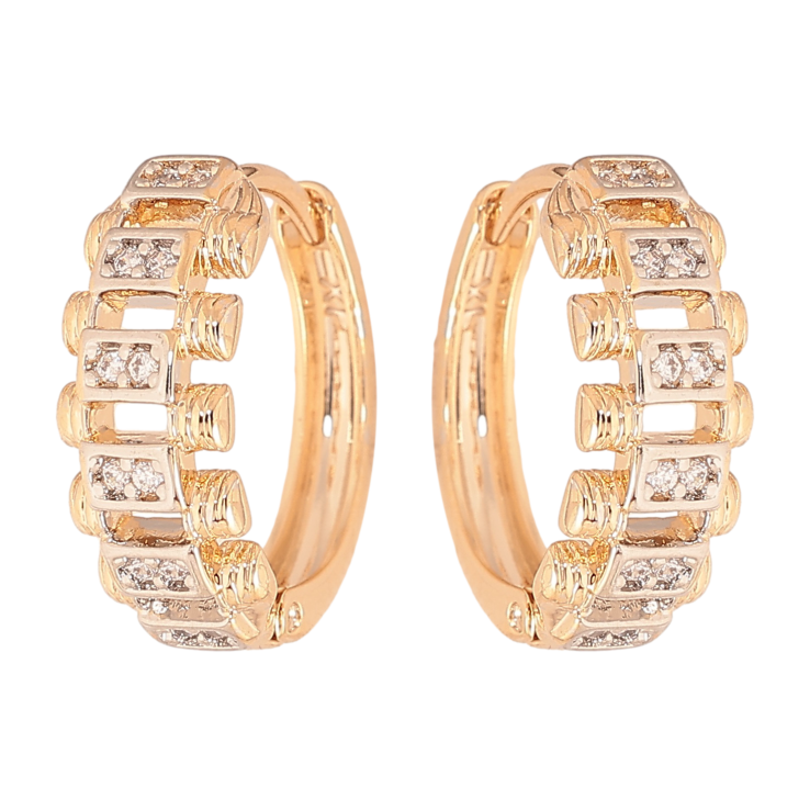 Сережки Xuping колір позолота 18K + родій колечка візерунок з інкрустацією кристалами фото №13 Сережки Xuping колір позолота 18K + родій колечка візерунок з інкрустацією кристалами фото №13