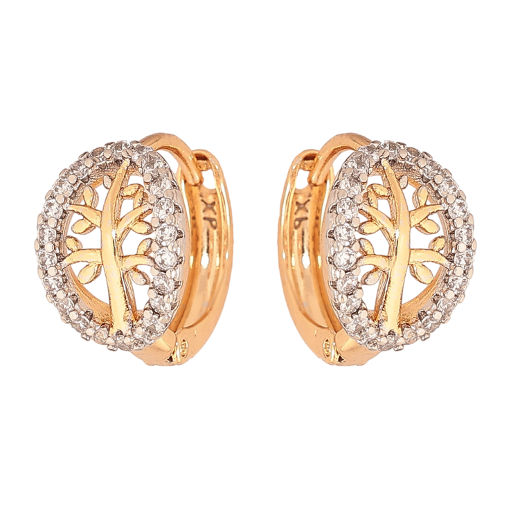 Сережки Xuping колір позолота 18K + родій колечка візерунок з інкрустацією кристалами фото №12 Сережки Xuping колір позолота 18K + родій колечка візерунок з інкрустацією кристалами фото №12