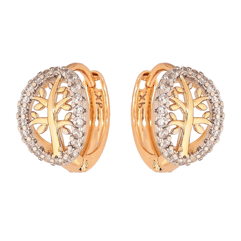 Серьги Xuping цвет позолота 18K + родий колечки узор с инкрустацией кристаллами фото №1