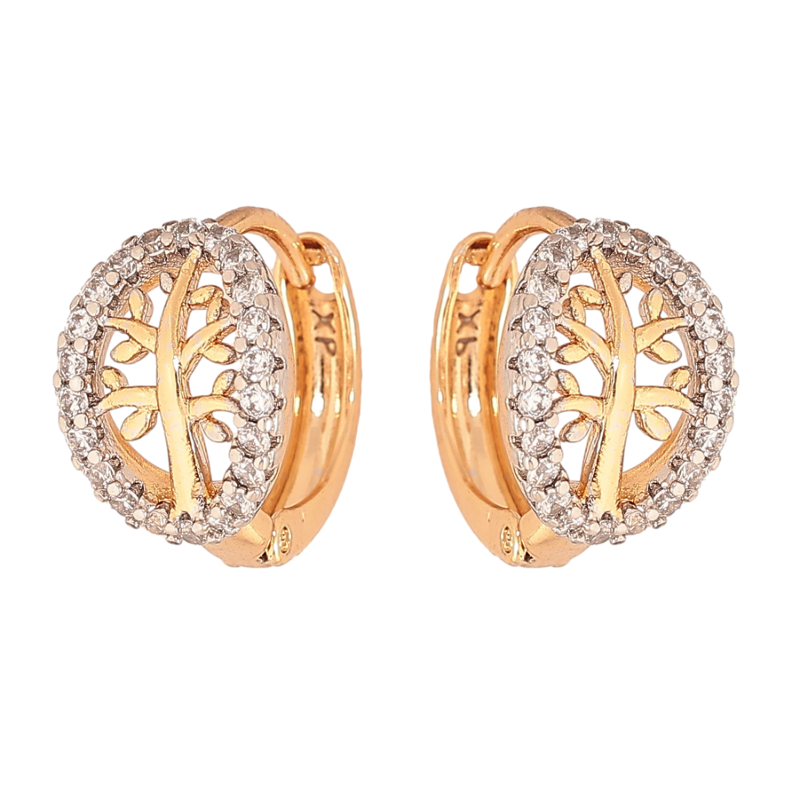 Серьги Xuping цвет позолота 18K + родий колечки узор с инкрустацией кристаллами фото №1