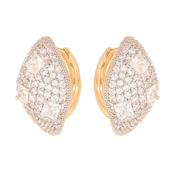 Сережки Xuping колір позолота 18K + родій колечка візерунок з інкрустацією кристалами фото №11 Сережки Xuping колір позолота 18K + родій колечка візерунок з інкрустацією кристалами фото №11