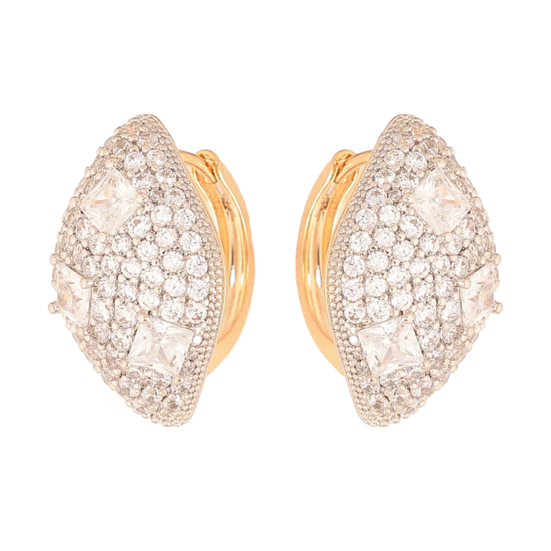 Серьги Xuping цвет позолота 18K + родий колечки узор с инкрустацией кристаллами фото №1