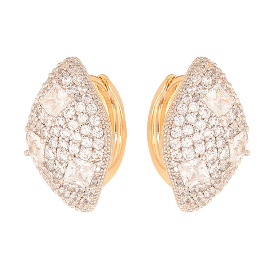 Серьги Xuping цвет позолота 18K + родий колечки узор с инкрустацией кристаллами фото №1