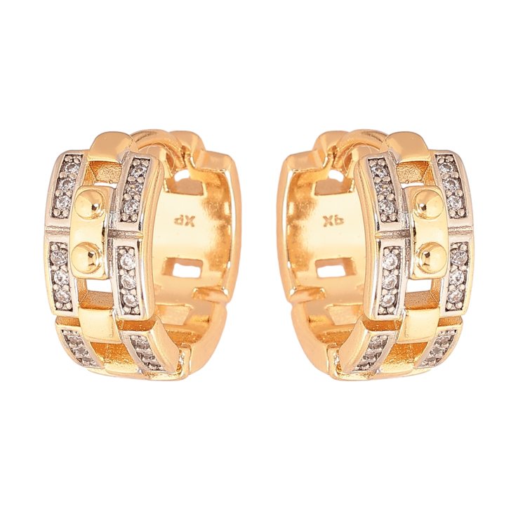 Сережки Xuping колір позолота 18K + родій колечка візерунок з кристалами фото №25 Сережки Xuping колір позолота 18K + родій колечка візерунок з кристалами фото №25