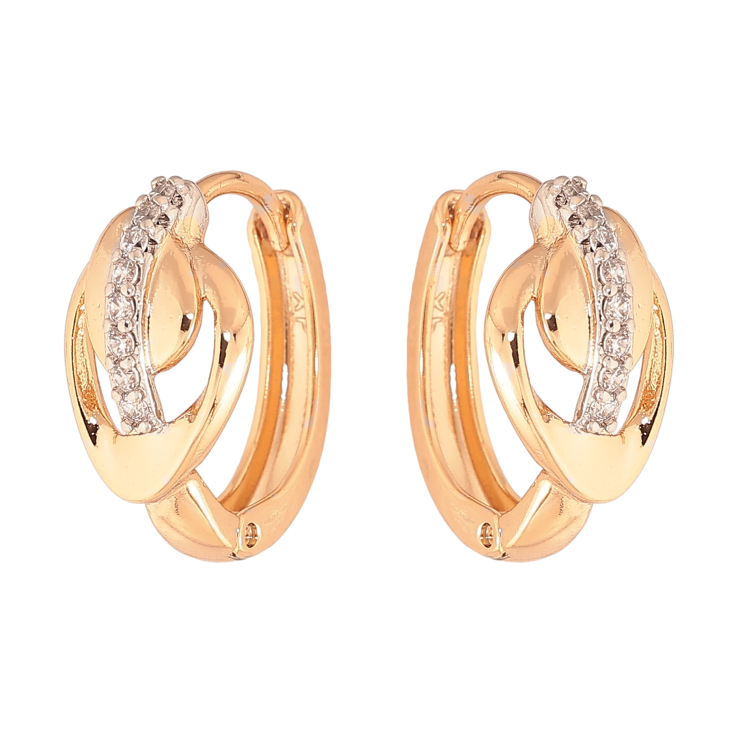 Сережки Xuping колір позолота 18K + родій колечка візерунок з кристалами фото №24 Сережки Xuping колір позолота 18K + родій колечка візерунок з кристалами фото №24