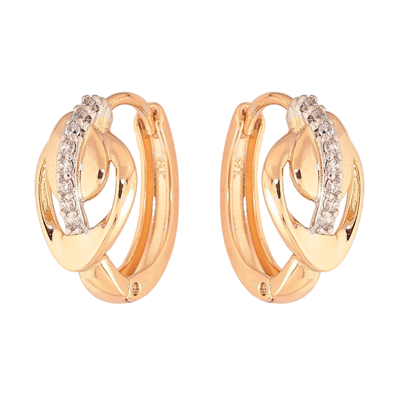 Серьги Xuping цвет позолота 18K + родий колечки узор с кристаллами фото №2 Серьги Xuping цвет позолота 18K + родий колечки узор с кристаллами фото №2