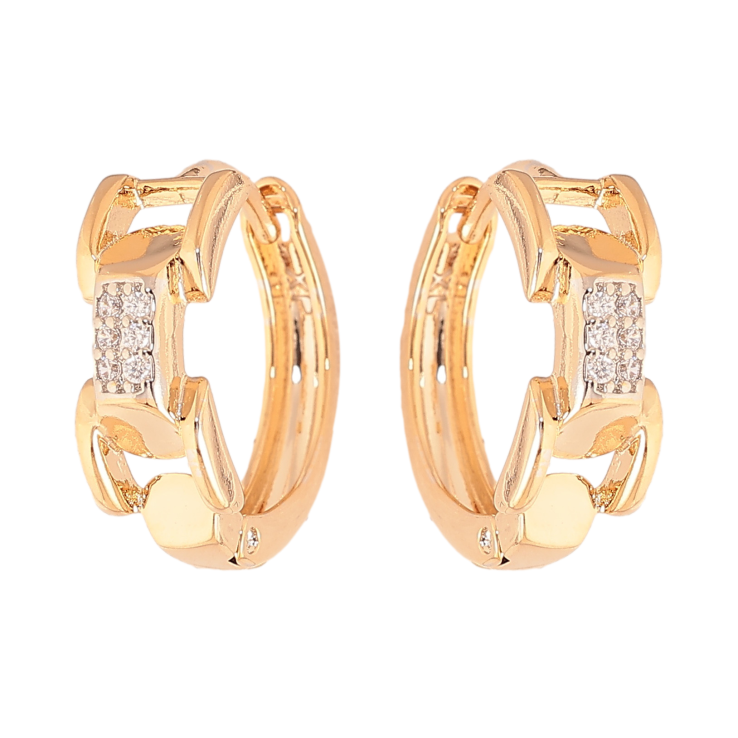 Сережки Xuping колір позолота 18K + родій колечка візерунок з кристалами фото №22 Сережки Xuping колір позолота 18K + родій колечка візерунок з кристалами фото №22