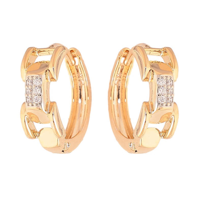 Серьги Xuping цвет позолота 18K + родий колечки узор с кристаллами фото №1 Серьги Xuping цвет позолота 18K + родий колечки узор с кристаллами фото №1