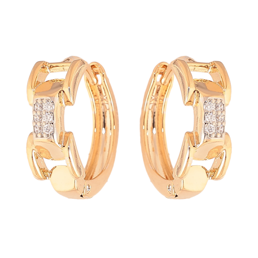 Серьги Xuping цвет позолота 18K + родий колечки узор с кристаллами фото №1 Серьги Xuping цвет позолота 18K + родий колечки узор с кристаллами фото №1