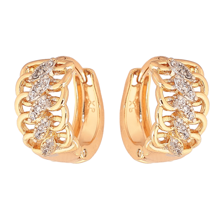 Сережки Xuping колір позолота 18K + родій колечка візерунок з кристалами фото №21 Сережки Xuping колір позолота 18K + родій колечка візерунок з кристалами фото №21