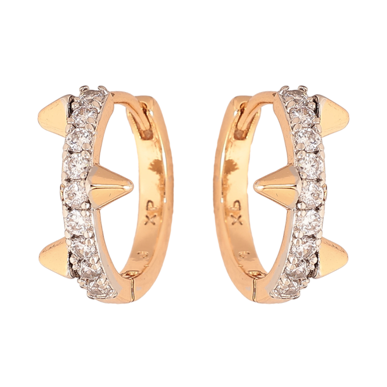 Серьги Xuping цвет позолота 18K + родий колечки узор с кристаллами фото №1 Серьги Xuping цвет позолота 18K + родий колечки узор с кристаллами фото №1