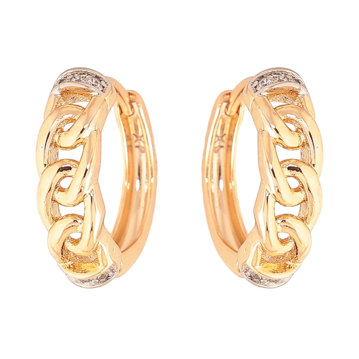 Сережки Xuping колір позолота 18K + родій колечка візерунок з кристалами фото №19 Сережки Xuping колір позолота 18K + родій колечка візерунок з кристалами фото №19