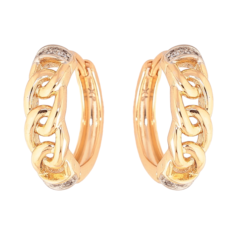 Сережки Xuping колір позолота 18K + родій колечка візерунок з кристалами фото №1