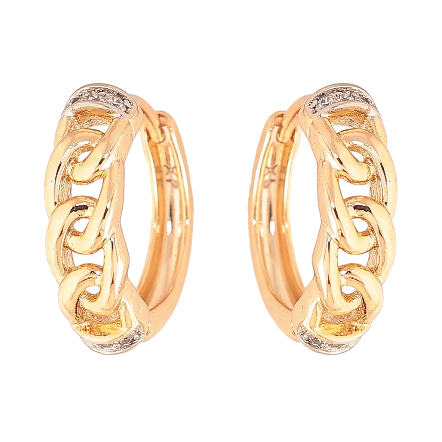 Сережки Xuping колір позолота 18K + родій колечка візерунок з кристалами фото №1