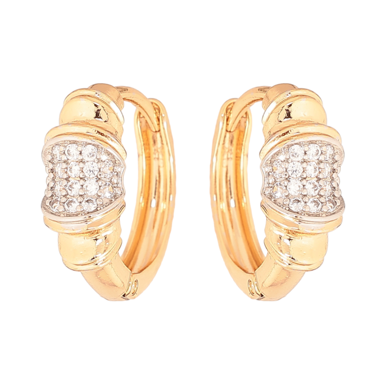 Сережки Xuping колір позолота 18K + родій колечка візерунок з кристалами фото №1