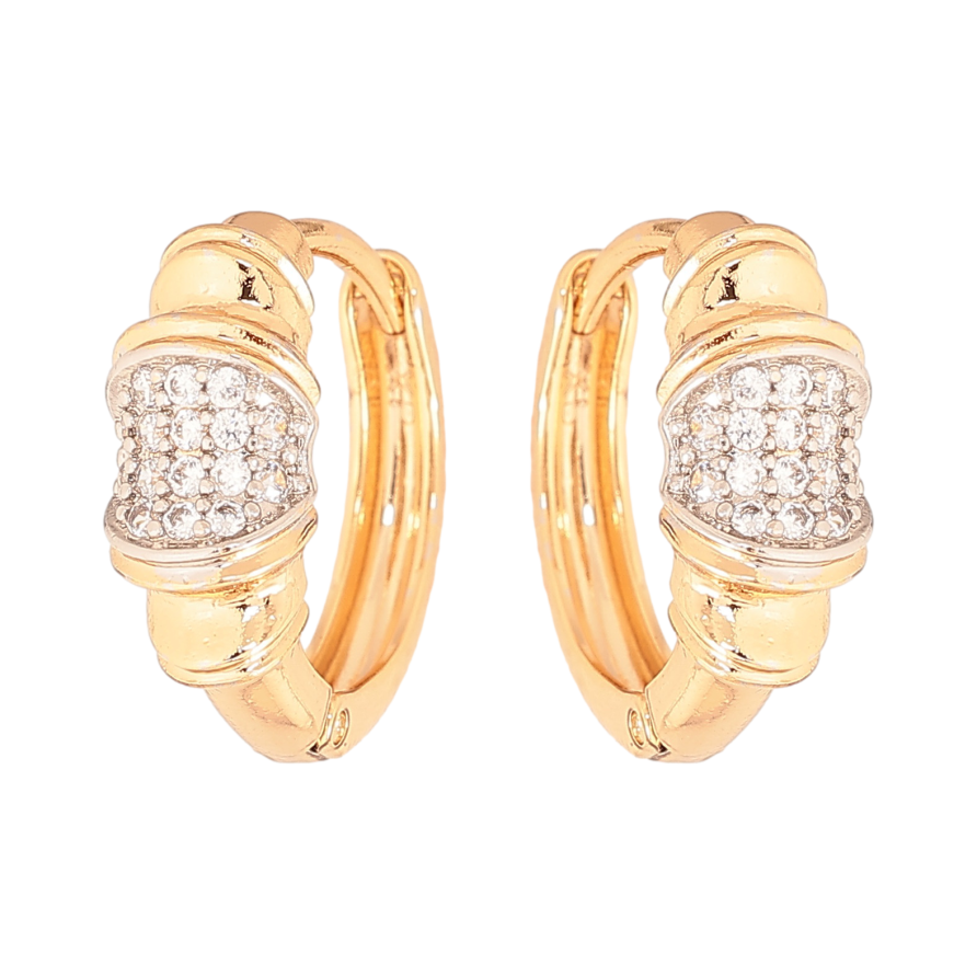 Сережки Xuping колір позолота 18K + родій колечка візерунок з кристалами фото №1