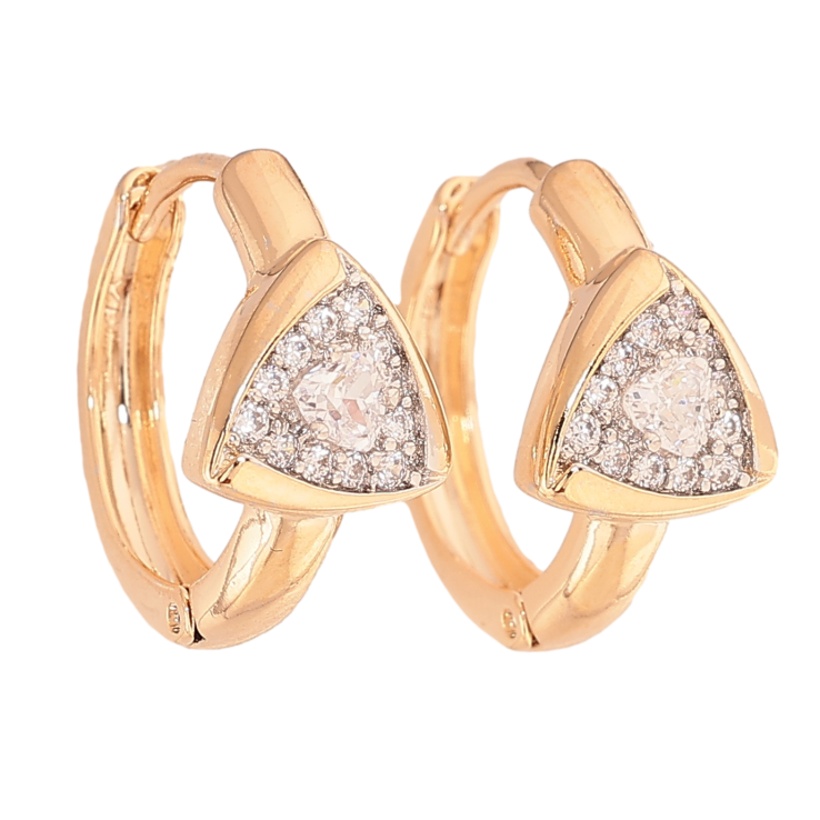 Сережки Xuping колір позолота 18K + родій колечка візерунок з кристалами фото №4 Сережки Xuping колір позолота 18K + родій колечка візерунок з кристалами фото №4