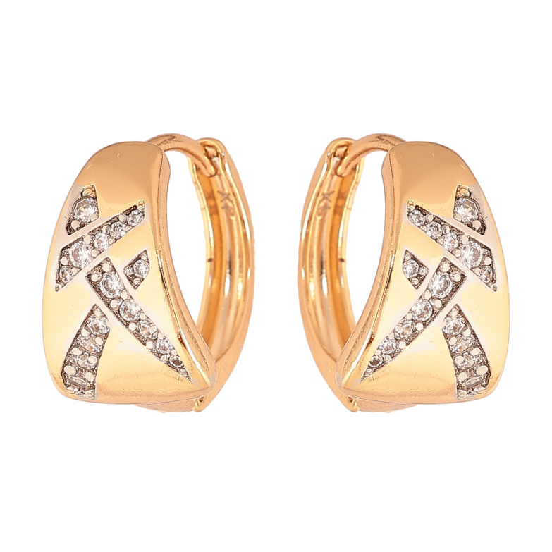 Серьги Xuping цвет позолота 18K + родий колечки узор с кристаллами фото №1