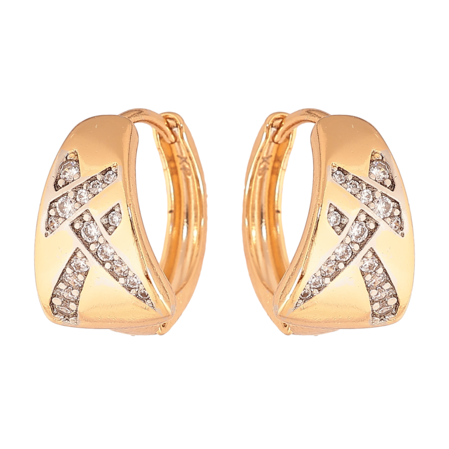 Сережки Xuping колір позолота 18K + родій колечка візерунок з кристалами фото №1