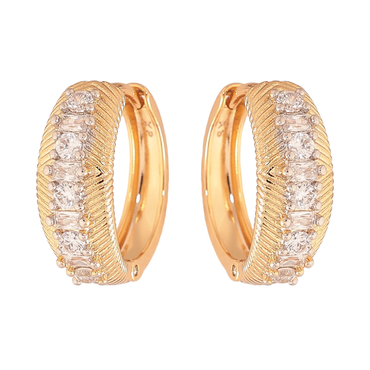 Сережки Xuping колір позолота 18K + родій колечка візерунок з кристалами фото №2 Сережки Xuping колір позолота 18K + родій колечка візерунок з кристалами фото №2